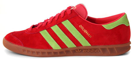 Red and green reissue of Adidas Hamburg 