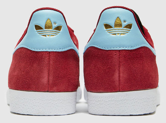 adidas claret and blue gazelle trainers